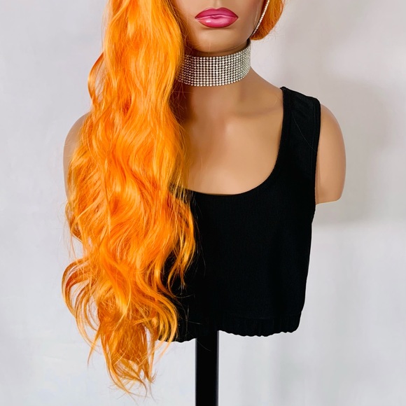 24” Beautiful Orange 13x2.5 Lace Front Premium Fiber Wig for Cosplay/Halloween… - Picture 6 of 15